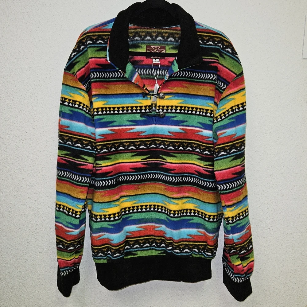 Fleece Aztec Patterned Pullover - Large - Picture 1 of 4